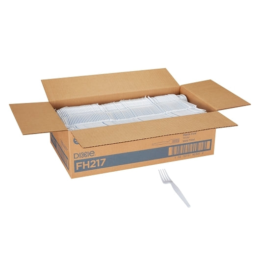 Dixie Heavy Weight Polystyrene White Fork, 1 x 1000 ct Case - Plates Bowls