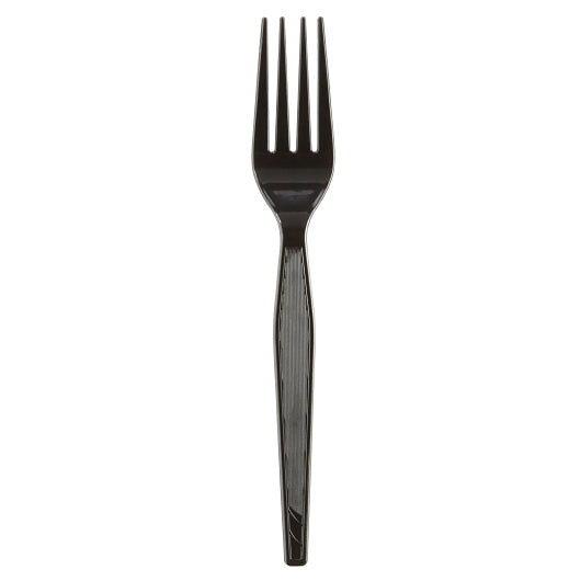 Dixie Heavy Weight Polystyrene Black Fork, 1 x 1000 ct Case - Plates Bowls