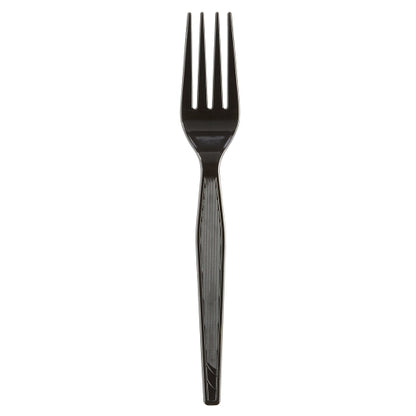 Dixie Heavy Weight Polystyrene Black Fork, 1 x 1000 ct Case - Plates Bowls