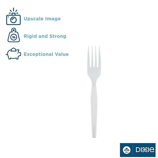 Dixie Medium Weight Polystyrene White Fork, 1 x 1000 ct Case - Plates Bowls
