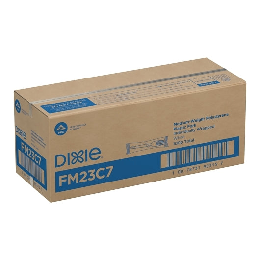 Dixie Medium Weight Polystyrene Individually Wrapped White Fork, 1 x 1000 ct Case - DOT product image 2