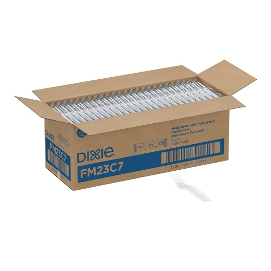 Dixie Medium Weight Polystyrene Individually Wrapped White Fork, 1 x 1000 ct Case - DOT product image 4