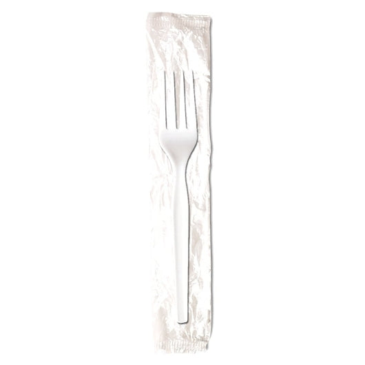 Dixie Medium Weight Polystyrene Individually Wrapped White Fork, 1 x 1000 ct Case - Plates Bowls