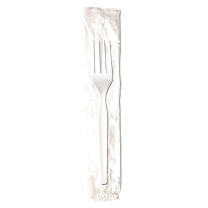Dixie Medium Weight Polystyrene Individually Wrapped White Fork, 1 x 1000 ct Case - Plates Bowls