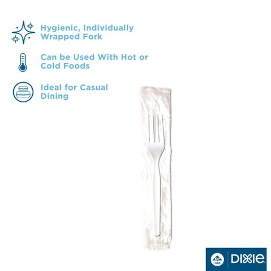 Dixie Medium Weight Polystyrene Individually Wrapped White Fork, 1 x 1000 ct Case - DOT product image 6