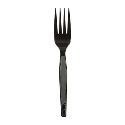 Dixie Medium Weight Polystyrene Black Fork, 1 x 1000 ct Case - Plates Bowls