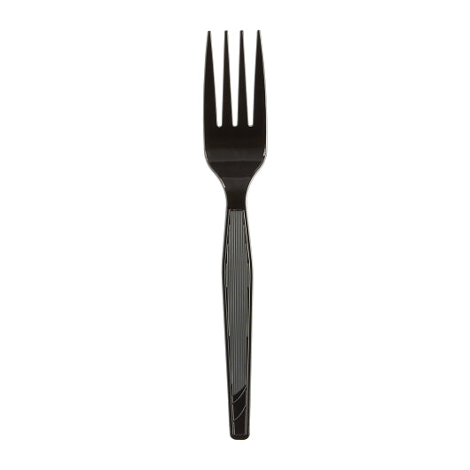 Dixie Medium Weight Polystyrene Black Fork, 1 x 1000 ct Case - Plates Bowls