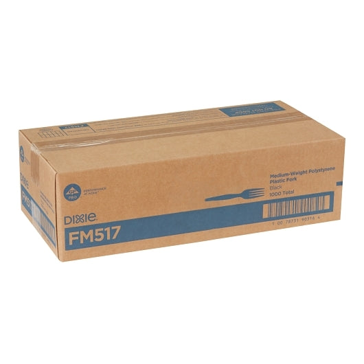 Dixie Medium Weight Polystyrene Black Fork, 1 x 1000 ct Case - DOT product image 5