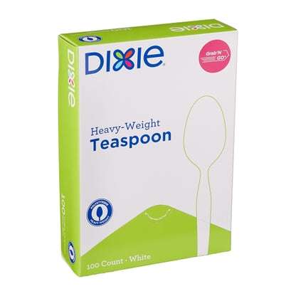 Dixie Teaspoon Heavyweight Polystrene White 6 Inch, 10 x 100 ct Case - Plates Bowls