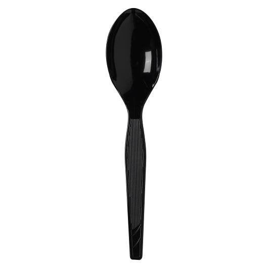 Dixie Medium Weight Polystyrene Black Teaspoon, 1 x 1000 ct Case - Plates Bowls