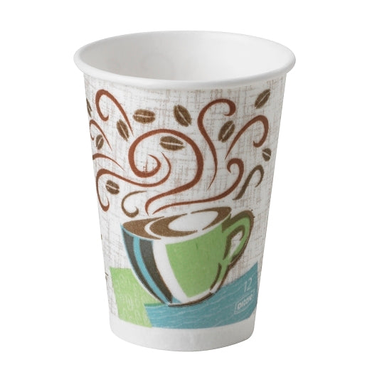 Dixie PerfecTouch 12 oz. Wrapped Insulated Paper Hot Cups, 1 x 1000 ct Case - Plates Bowls