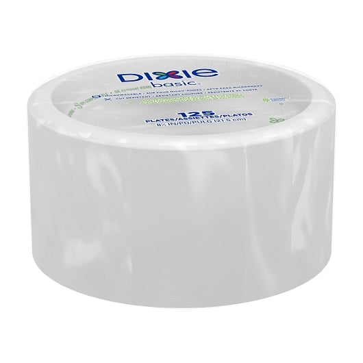 Dixie 8.5 Inch Basic White Paper Plates With Printed Inner Polyfor, 4 x 125 ct Case - DOT product image 3