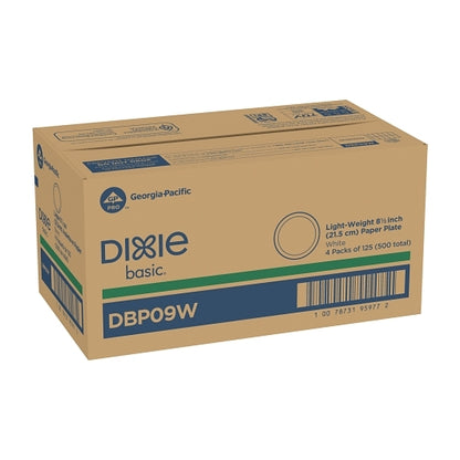 Dixie 8.5 Inch Basic White Paper Plates With Printed Inner Polyfor, 4 x 125 ct Case - DOT product image 7