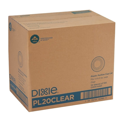 Dixie 2 Ounce Clear Souffle Lid, 24 x 100 ct Case - Disposable Cups & Lids