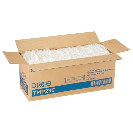 Dixie Medium Weight Polypropylene Individually Wrapped White Teaspoon, 1 x 1000 ct Case - DOT product image 4
