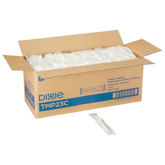 Dixie Medium Weight Polypropylene Individually Wrapped White Teaspoon, 1 x 1000 ct Case - DOT product image 5