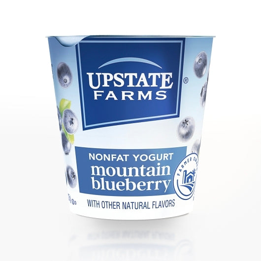 Upstate Farms Nonfat Blueberry Blended Yogurt, 12 x 8 oz Case - Front/center packaged product image