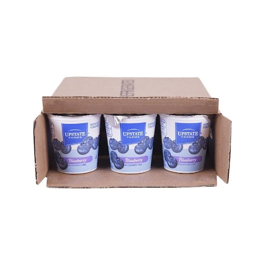 Upstate Farms Nonfat Blueberry Blended Yogurt, 12 x 8 oz Case - GS1 open-case image