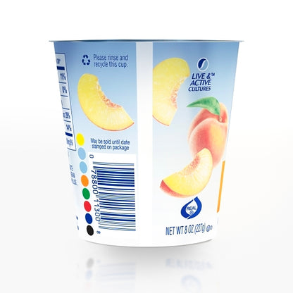Upstate Niagara Coop Peach Nonfat Blended Yogurt, 12 x 8 oz Case - Alternate product angle or state