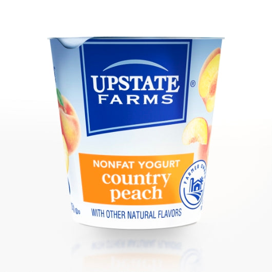 Upstate Niagara Coop Peach Nonfat Blended Yogurt, 12 x 8 oz Case - Front/center packaged product image