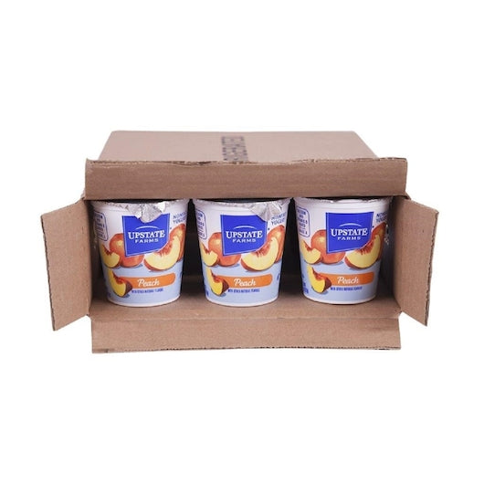 Upstate Niagara Coop Peach Nonfat Blended Yogurt, 12 x 8 oz Case - GS1 open-case image