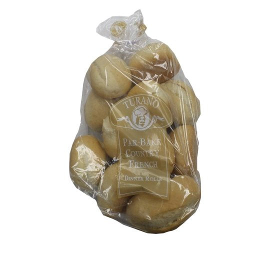 Turano 4" Par-Baked French Country Dinner Roll, 10 x 12 x 1.9 oz Case - Breads, Rolls & Buns