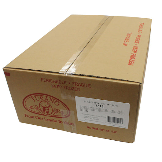 Turano 4 Inch Golden Slice Split Top Bun, 12 x 8 x 2.7 oz Case - GS1 closed shipping case image