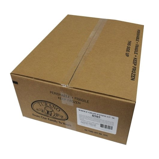 Turano 100% Whole Grain Panini 1/2 Slice Bread, 12 x 30 oz Case - GS1 closed shipping case image