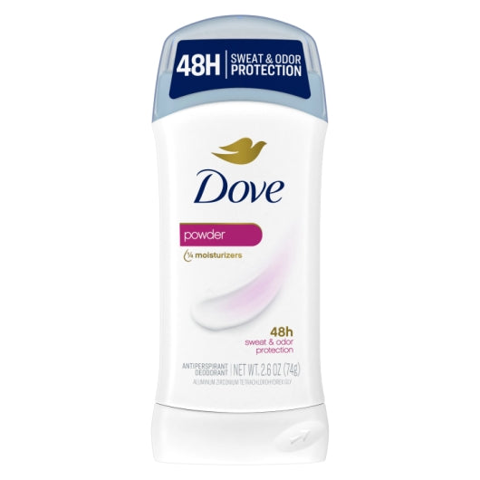 Dove Women's 48 Hour Powder Anti-Perspirant Deodorant Stick, 2 x 6 x 2.6 fl oz Case - Front/center packaged product image