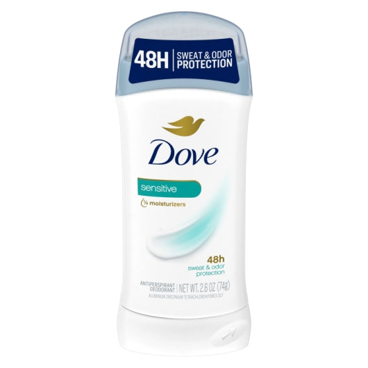 Dove Women'S Sensitive Anti-Perspirant Deodorant Stick, 2 x 6 x 2.6 fl oz Case - Front/center packaged product image