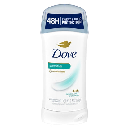 Dove Women'S Sensitive Anti-Perspirant Deodorant Stick, 2 x 6 x 2.6 fl oz Case - Front/center packaged product image