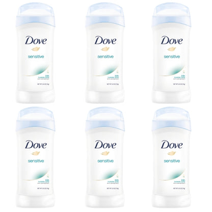 Dove Women'S Sensitive Anti-Perspirant Deodorant Stick, 2 x 6 x 2.6 fl oz Case - Front/center packaged product image