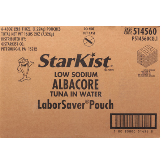 Starkist Low Sodium White Albacore Tuna In Water, 6 x 43 oz Case - Meat, Poultry & Seafood