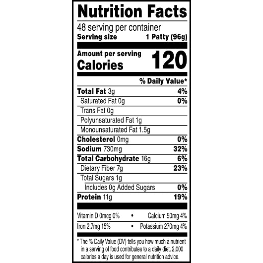 Kelloggs Black Bean Veggie Burger Patties, 48 x 3.4 oz Case - DOT product image 6