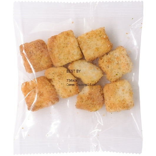 Fresh Gourmet Homestyle Caesar Crouton Single Serve, 200 x 0.5 oz Case - Croutons & Salad Toppings