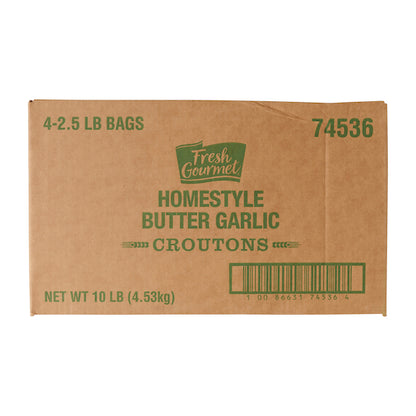 Fresh Gourmet Trans Fat Free Butter And Garlic Crouton Bulk, 4 x 2.5 lb Case - DOT product image 5