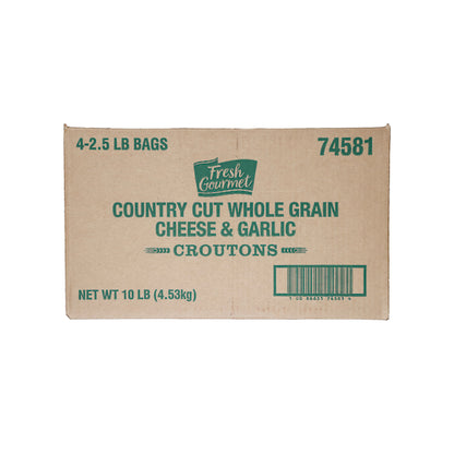 Fresh Gourmet Whole Grain, Country Cut, Cheese And Garlic Crouton Bulk, 4 x 2.5 lb Case - DOT product image 7