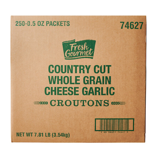 Fresh Gourmet Whole Grain Country Cut Cheese Garlic Crouton Single Serve, 250 x 0.5 oz Case - DOT product image 7