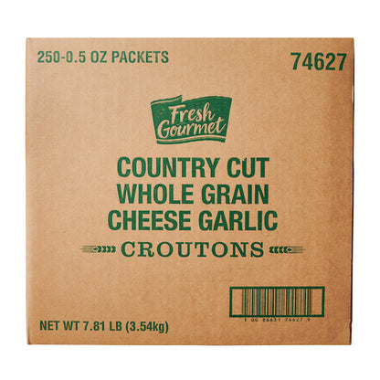 Fresh Gourmet Whole Grain Country Cut Cheese Garlic Crouton Single Serve, 250 x 0.5 oz Case - DOT product image 7