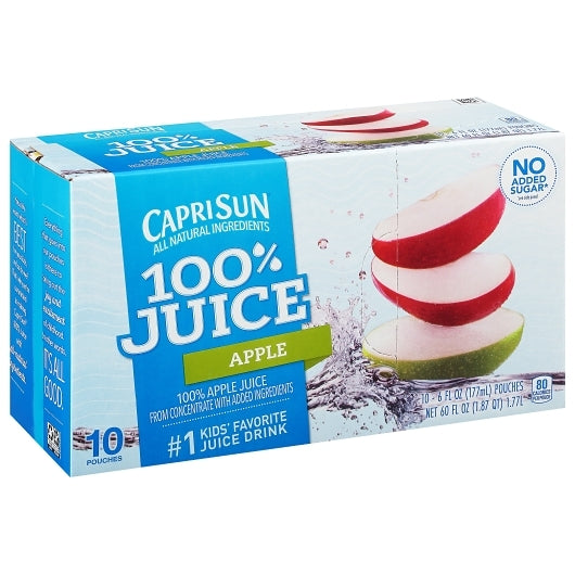 Capri Sun 100% Juice Ready To Drink Apple Juice, 4 x 10 x 6 fl oz Case - DOT product image 3