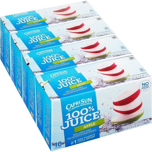 Capri Sun 100% Juice Ready To Drink Apple Juice, 4 x 10 x 6 fl oz Case - DOT product image 7