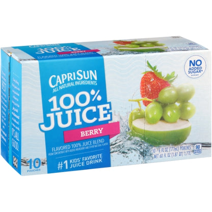 Capri Sun 100% Juice Ready To Drink Berry Juice, 40 x 6 fl oz Case - DOT product image 2