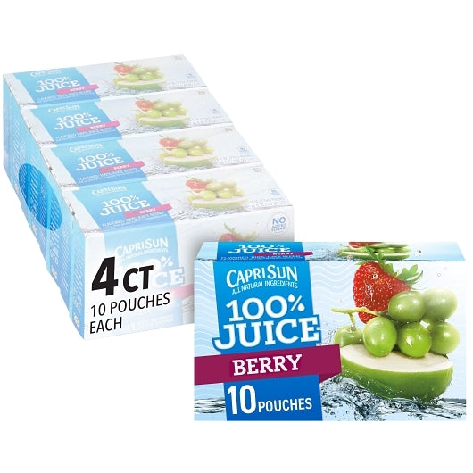 Capri Sun 100% Juice Ready To Drink Berry Juice, 40 x 6 fl oz Case - Beverages