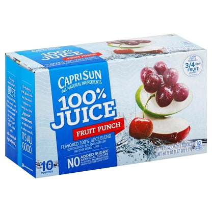 Capri Sun 100% Juice Ready To Drink Fruit Punch Juice, 40 x 6 fl oz Case - DOT product image 2