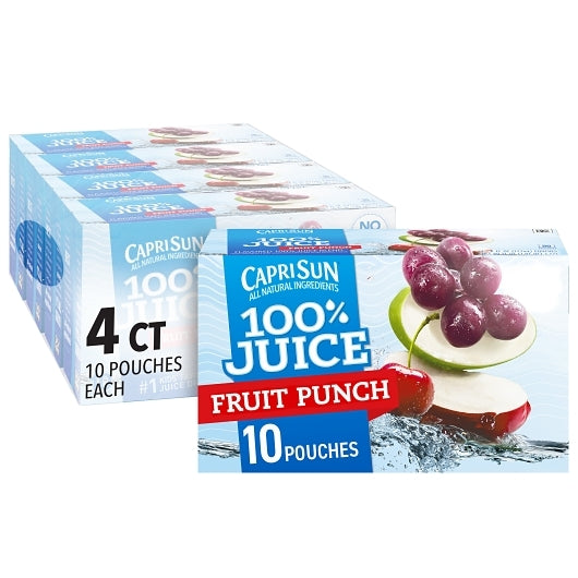 Capri Sun 100% Juice Ready To Drink Fruit Punch Juice, 40 x 6 fl oz Case - Beverages