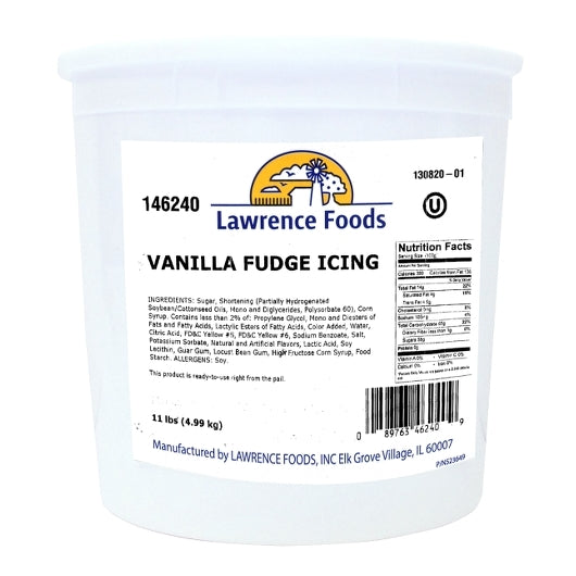 Lawrence Foods Vanilla Fudge Icing, 2 x 11 lb Case - Bakery & Desserts