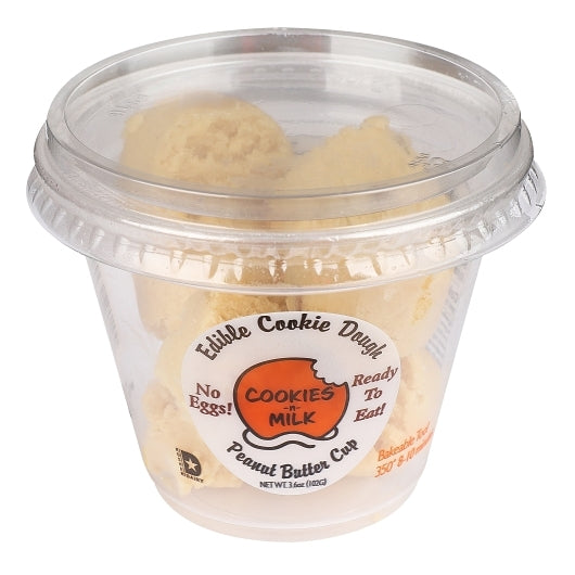 Cookies N Milk Edible Peanut Butter Cookie Dough Mini Cups, 12 x 3.6 oz Case - Bakery & Desserts