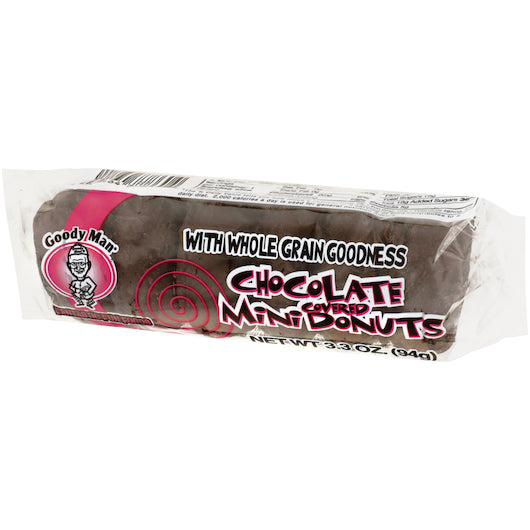 Super Bakery Whole Grain Mini Chocolate Donut Sleeve, 72 x 3.35 oz Case - Bakery & Desserts