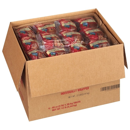 Otis Spunkmeyer Individually Wrapped Wild Blueberry Muffins Tray Pack, 4 x 12 x 4 oz Case - GS1 open-case image