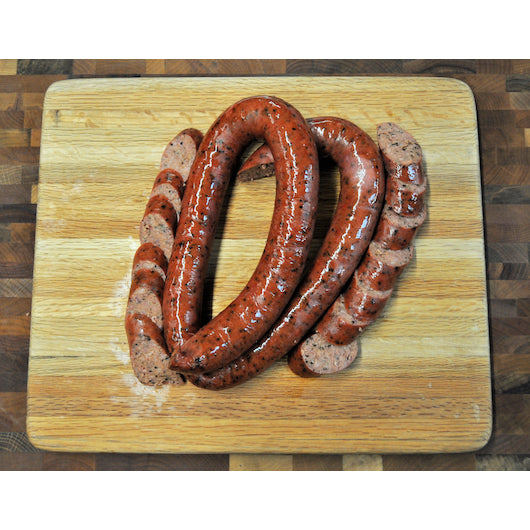 Texas Smokers Smoked Cracked Black Pepper Rope Sausage, 1 x 10 lb Case - Frozen Meat & Seafood